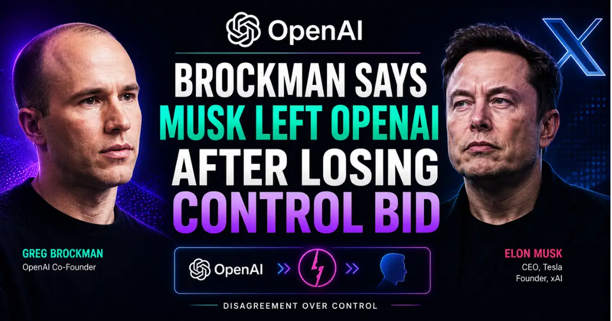 Brockman Says Musk Left OpenAI After Losing Control Bid